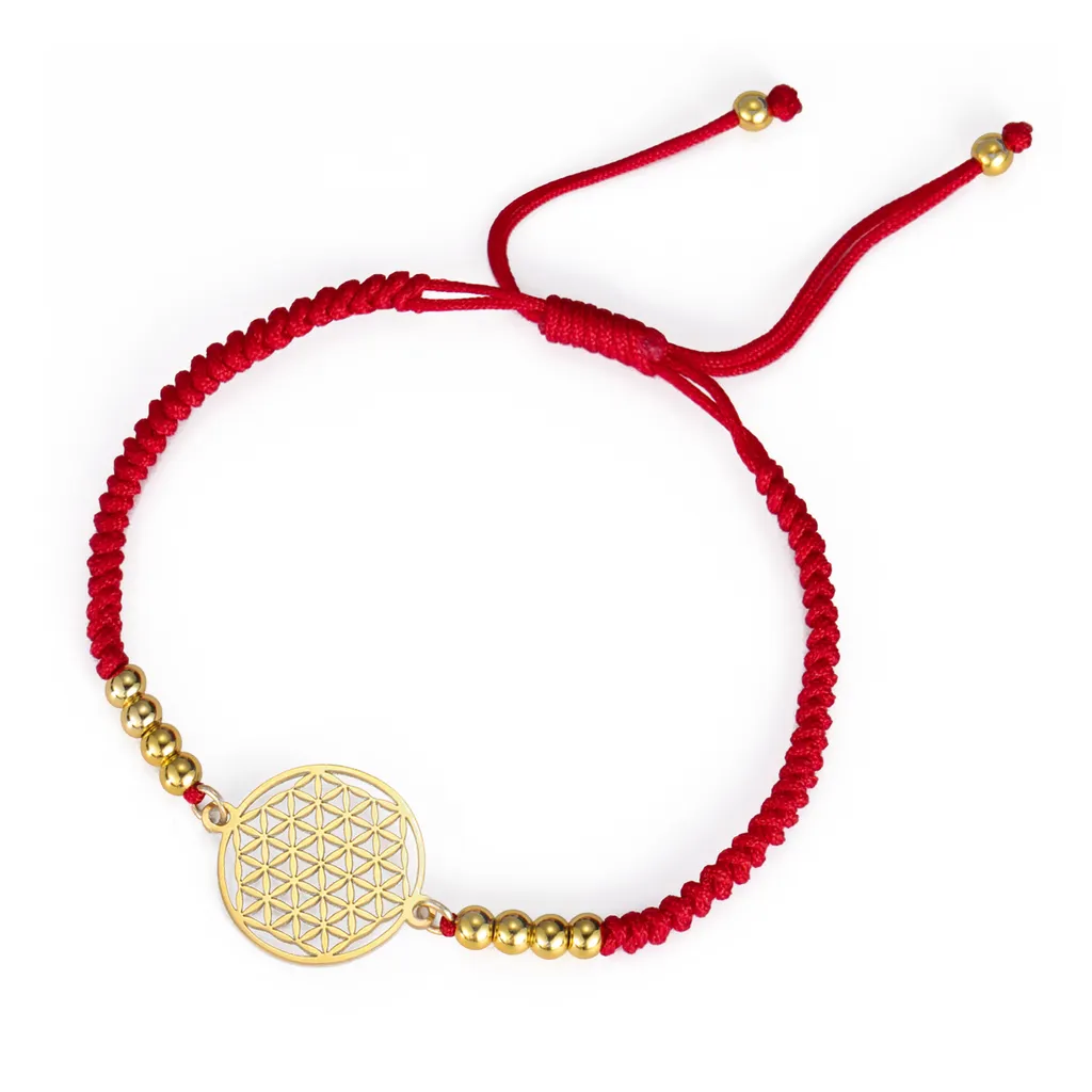 Men's Women's Black Red Blue Purple Rope Bracelet Stainless Steel Charm - Red Rope Triangle Mesh