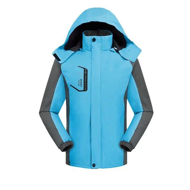 New Fleece lined Thick Jacket Men And Women Couple Light Blue - Shop at LoveMi