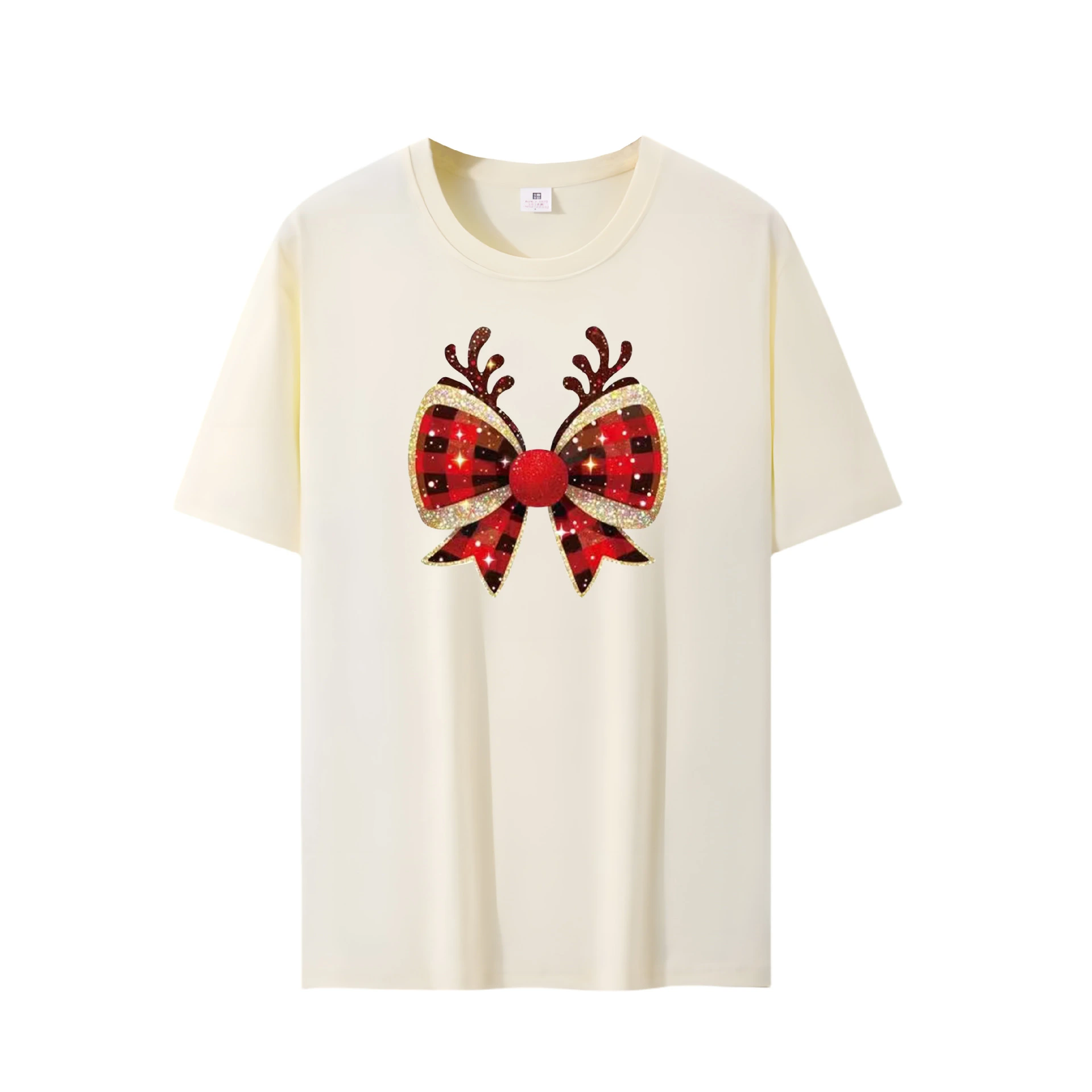 Spring Summer Cotton Short Sleeve T-shirt - Apricot