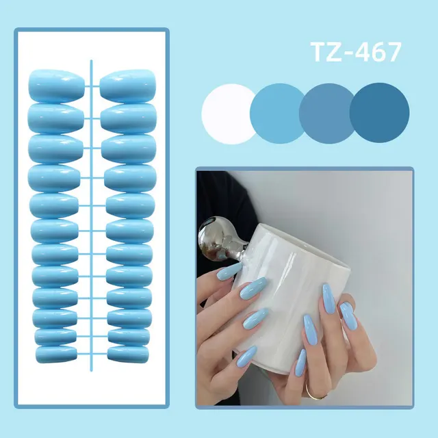 Short Ballet Trapezoid Glossy Nail Patch Light Blue - Shop at LoveMi