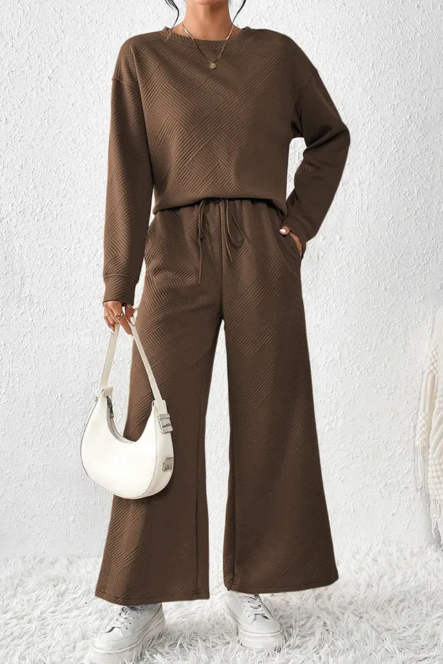 Women's New Texture Drawstring Sportswear For Autumn And Winter Brown - Shop at LoveMi