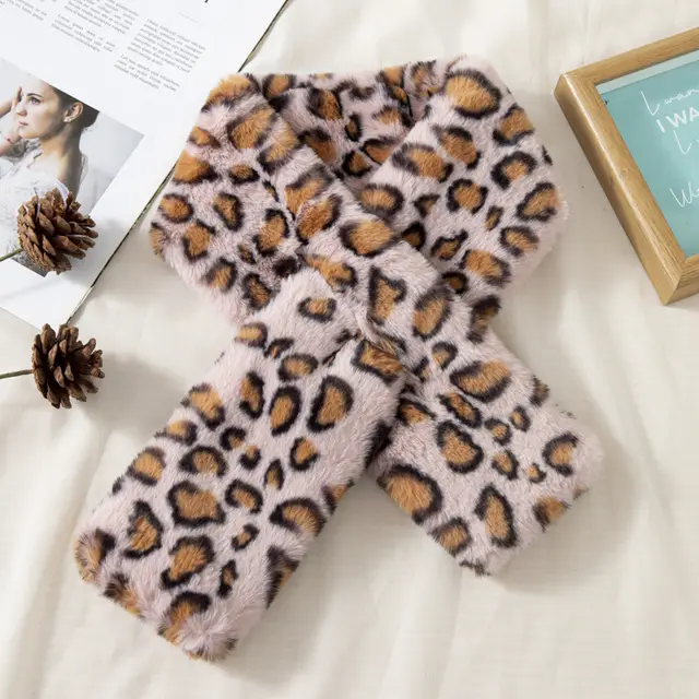 Women's Autumn And Winter Plush Thick Leopard Print Scarf Pink Leopard Print - Shop at LoveMi