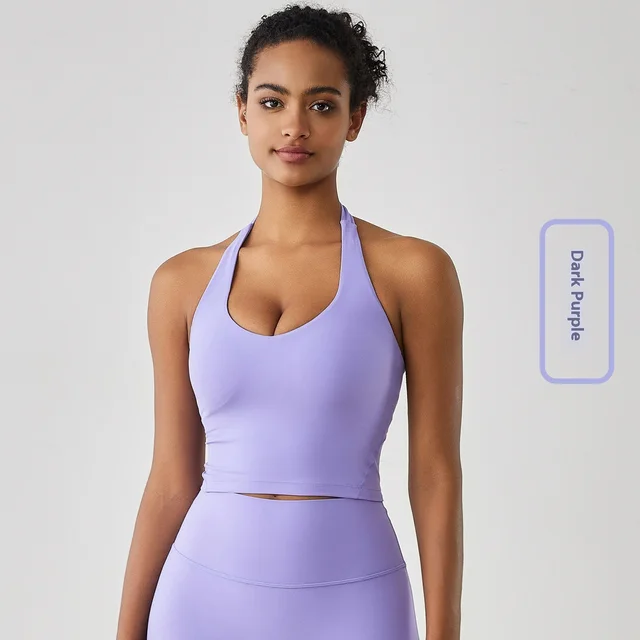 Deep U Sports Underwear Outdoor Backless Workout Top Dark Purple - Shop at LoveMi