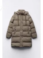 Cotton Jacket Hooded Slim Fit Slimming And Warm Long Bread Coat - Brown