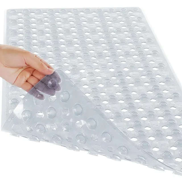 Lengthened Bathroom Shower Bath Drop resistant Non slip Foot Mat Transparent White - Shop at LoveMi