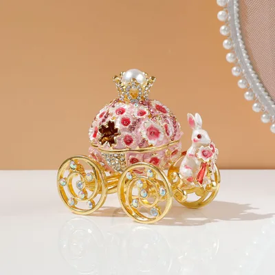Creative Princess Carriage Cherry And Bunny Ornament Storage Box Pink - Shop at LoveMi