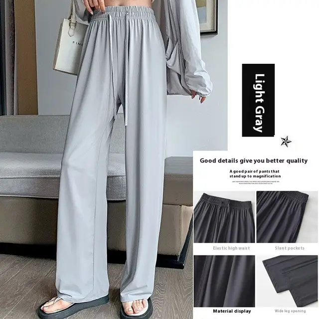 Women's Casual Loose Ice Silk Sunscreen Pants Ice Mist - Shop at LoveMi