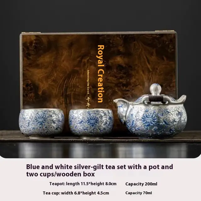 Gold And Silver Cuo Taotie Gilded Silver Teapot And Tea Set Silver Pot - Shop at LoveMi