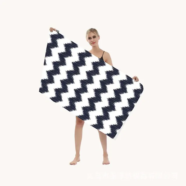 Fashion Duplex Printing Quick drying Beach Towel Black And White Wave Pattern - Shop at LoveMi