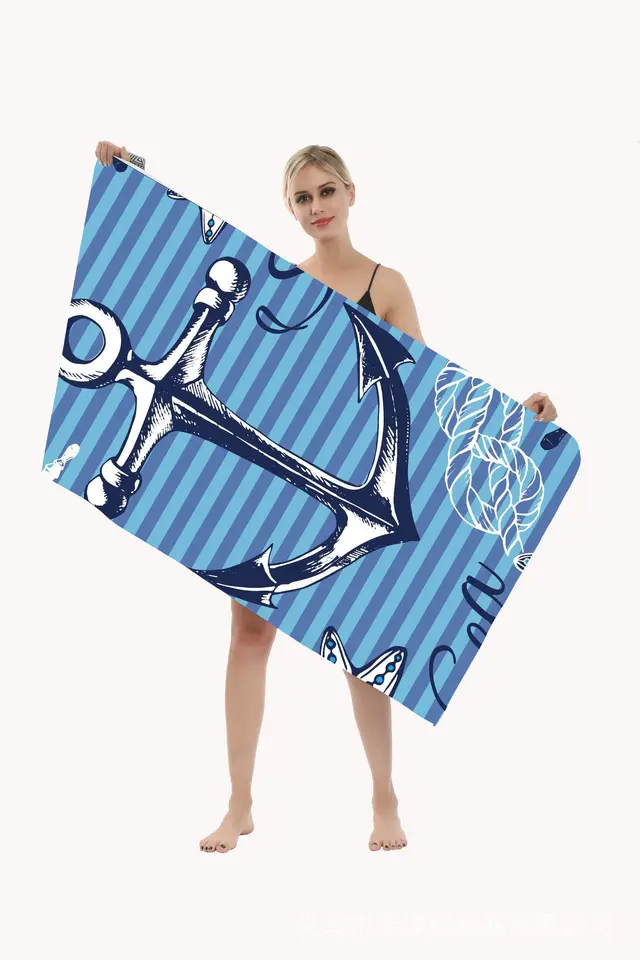 Fashion Duplex Printing Quick drying Beach Towel Blue Boat Anchor - Shop at LoveMi