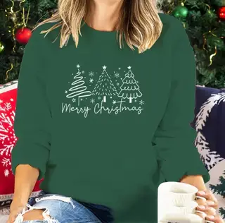 Solid Color Christmas Round-neck Shirt Ladies - Bjgj066