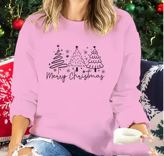 Solid Color Christmas Round-neck Shirt Ladies - Bjgj077