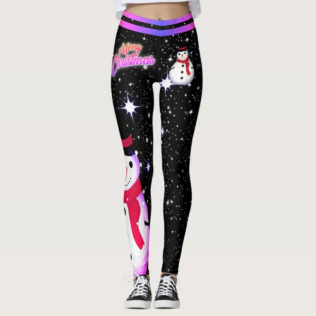 Christmas Printed Sports Hip Raise High Waist Leggings Color Waist Christmas - Shop at LoveMi