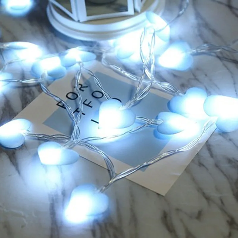 Fabric Love Lighting Chain Decorative Heart shaped Romantic Blue - Shop at LoveMi