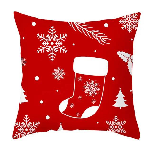 Christmas Pillow Cover Cartoon Letter Print Cushion Cover Office Sofas Pillow Cover Jxp78617 - Shop at LoveMi