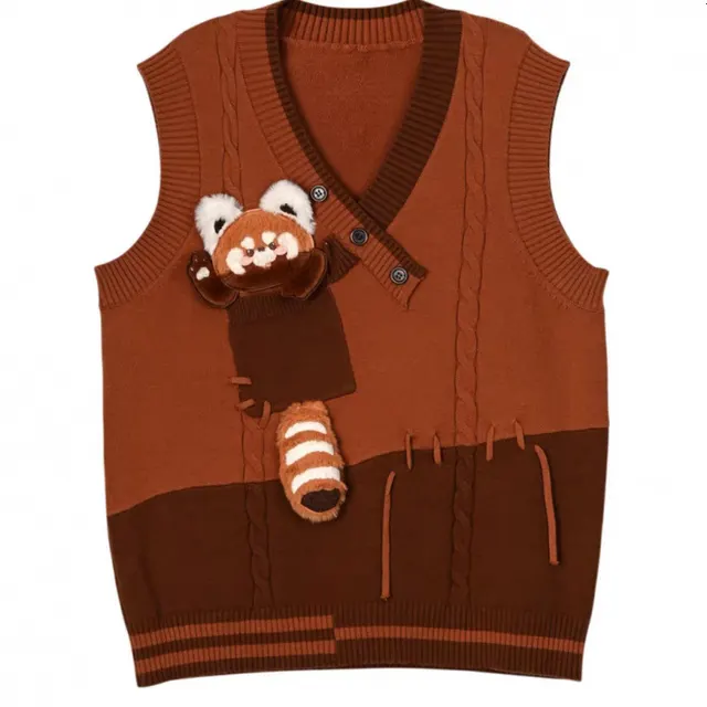 Shirt Knitted Vest Coat Brown Vintage Vest - Shop at LoveMi
