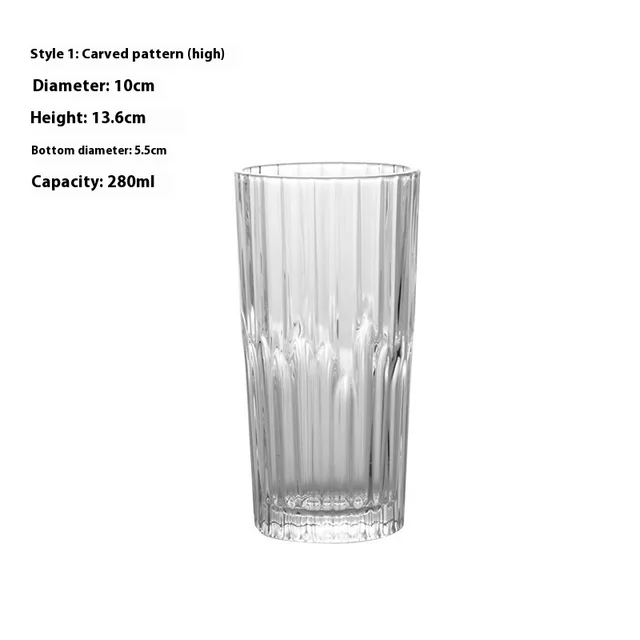 Creative Fruit Wine Vertical Stripe Crystal Multi engraved Transparent Glass Cup 280Ml - Shop at LoveMi