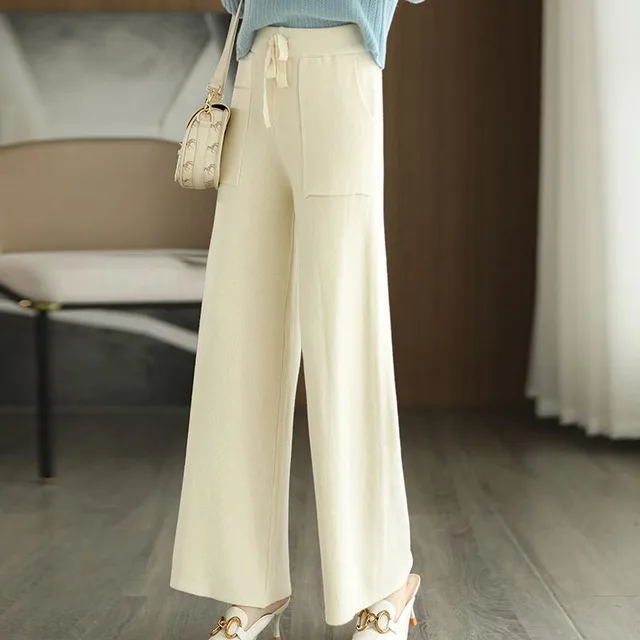 Women's Casual Outdoor High Waist Trousers Loose White - Shop at LoveMi