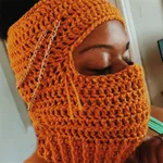 Hand-crocheted Balaclava Air Top Wind Mask Cap - Orange