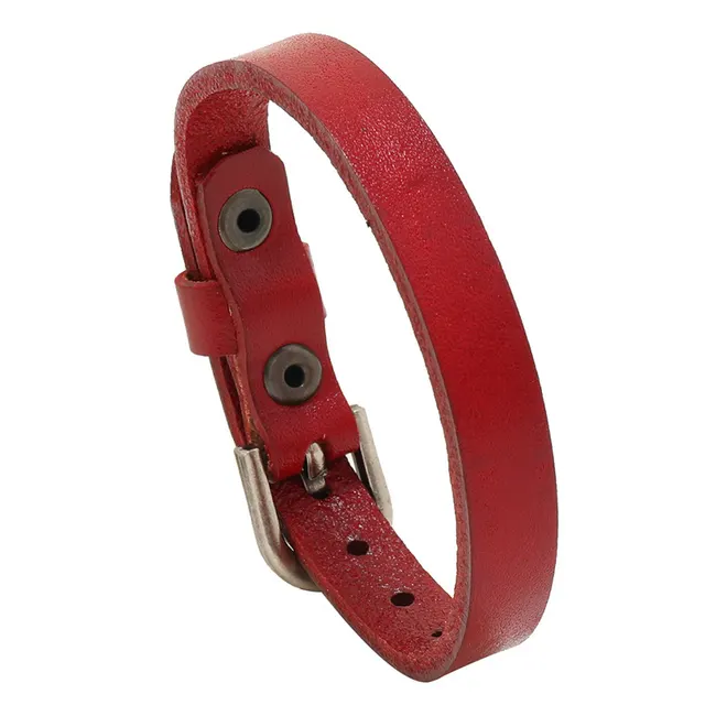 Simple Retro Multi color Adjustable Cattle Leather Bracelet Red - Shop at LoveMi
