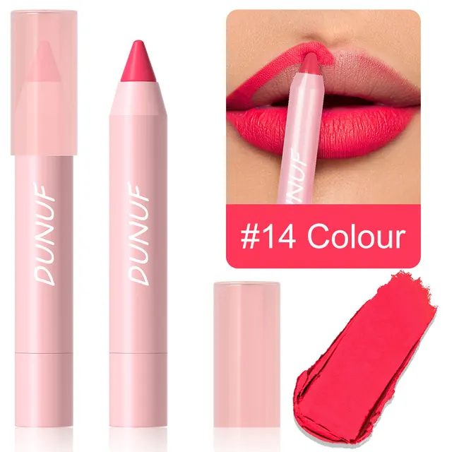Makeup DUNUF18 Color Matte Lipstick Pen Matte Velvet Lipstick No Stain On Cup Lp A14 - Shop at LoveMi