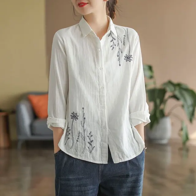 Simple Art Pure Cotton Long Sleeve Shirt White - Shop at LoveMi