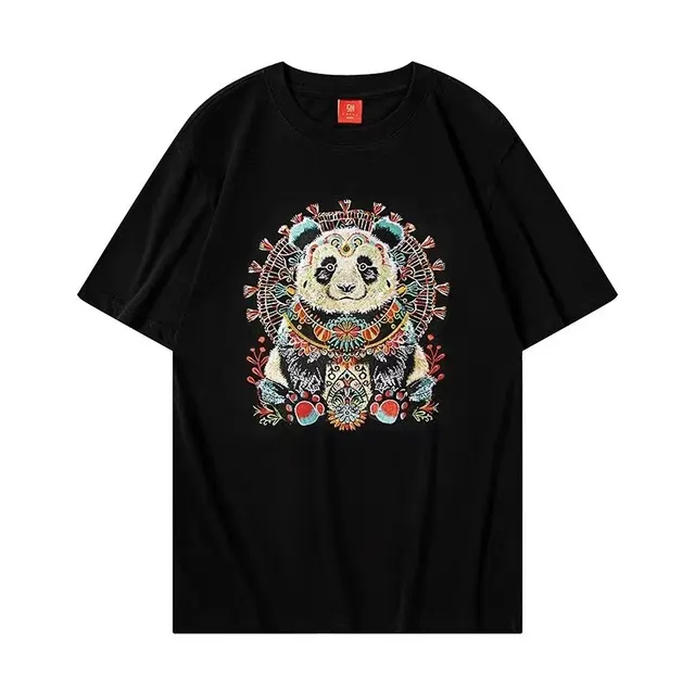 American Retro Alphabet Embroidered Loose Short Sleeve Black - Shop at LoveMi