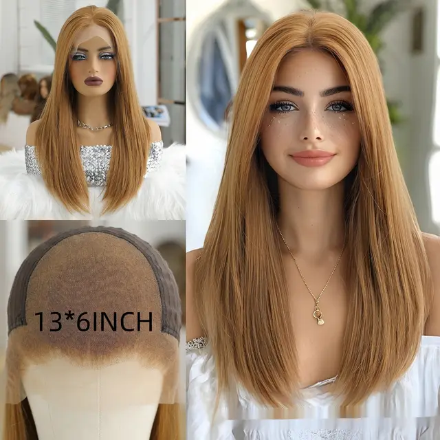 136 Lace Wig Large Area Cold Brown Medium Fashion Ginger Brown - Shop at LoveMi