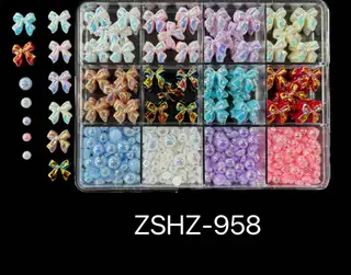 Ribbon Bow Tie Christmas Resin Bow Nail Ornament Mixed Set Box - Zshz958