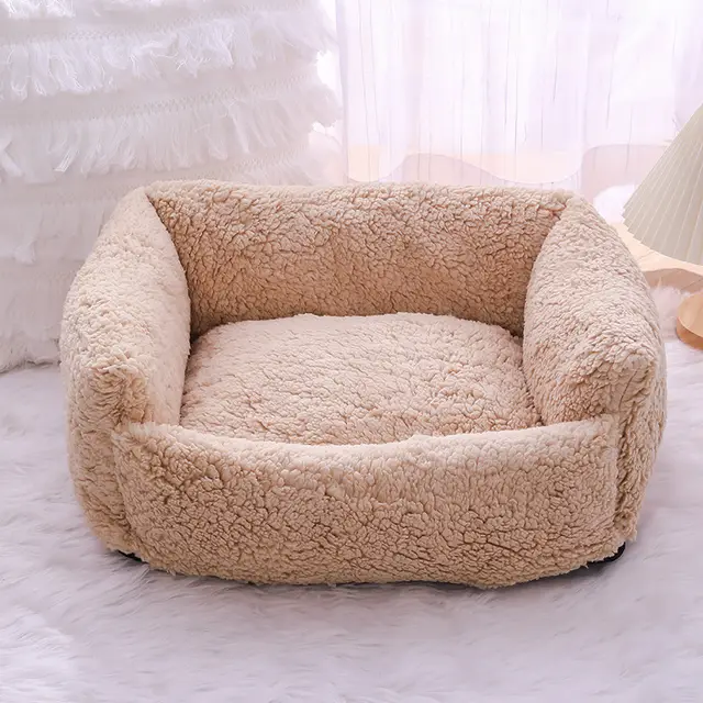 Spring And Summer New Korean Kennel Removable And Washable Four Seasons Universal Cat Nest Apricot Lambswool - Shop at LoveMi