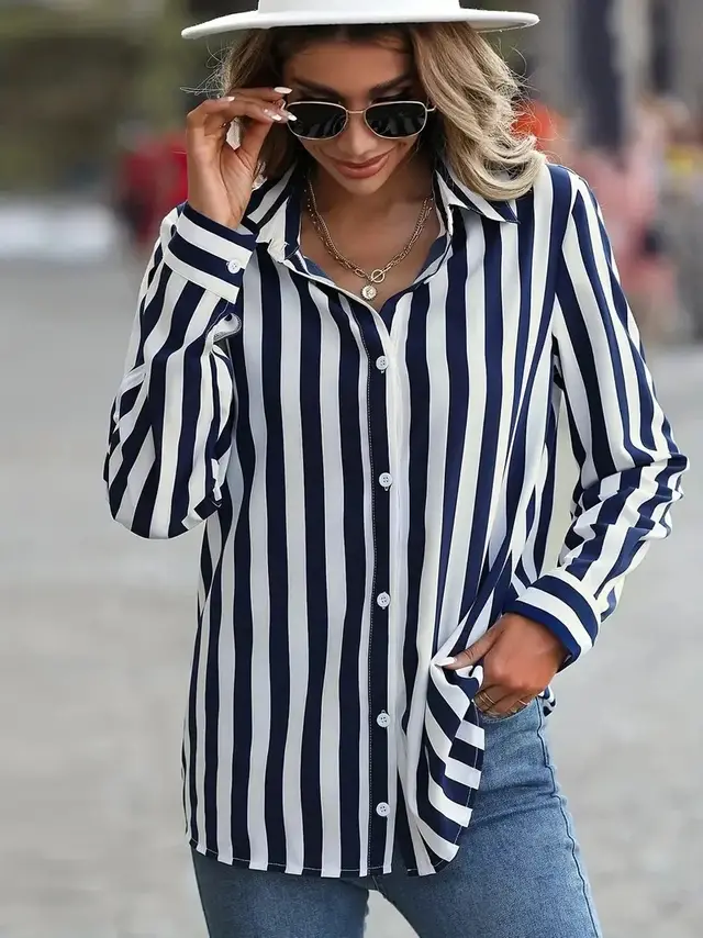New Striped Colorful Women's Cardigan Top Blue - Shop at LoveMi