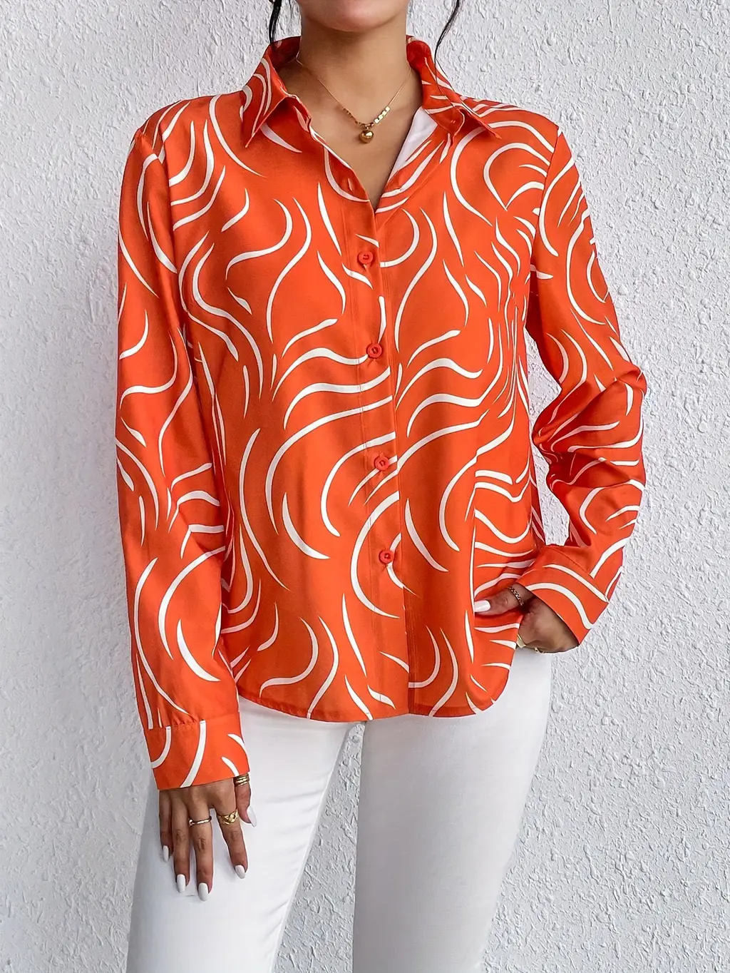 New Striped Colorful Women's Cardigan Top - Orange