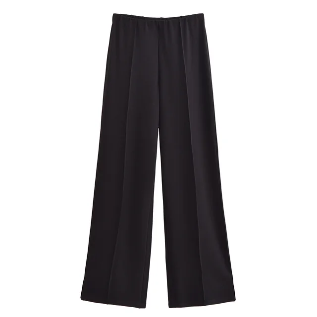 European And American Style Double sided Cloth Round Neck Top Casual Pants Black Trousers - Shop at LoveMi
