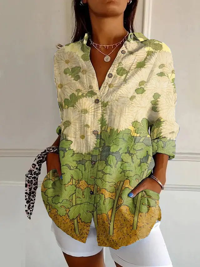 New Women's Summer Long sleeve Printed 3D Floral Top Yk1710Gn - Shop at LoveMi