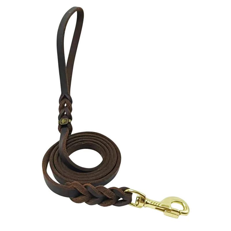 Pet Supplies German Shepherd Hand Holding Rope Cowhide Dog Leash Hand-knitted Medium And Large - 12Cm Wide 1 M 7 Long