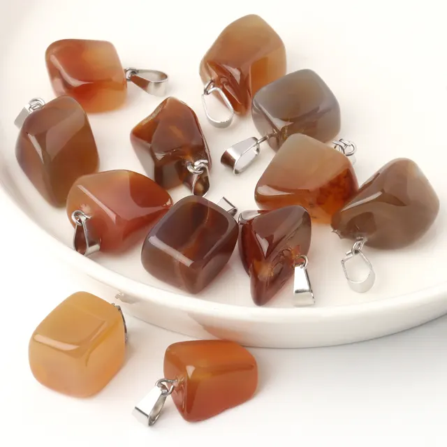 5 Multi Color Irregular Stone Pendant Accessories Silk Agate - Shop at LoveMi