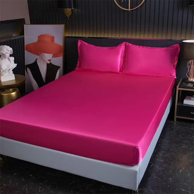 Ice Silk Summer Mat Satin Cool Silk Bed Cover Rose Red - Shop at LoveMi