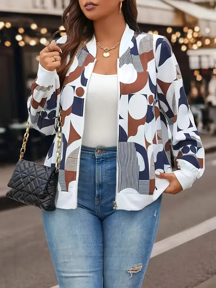 Zipper Jacket Small Thin Long sleeved Top Colorful Printing G114Z148 - Shop at LoveMi