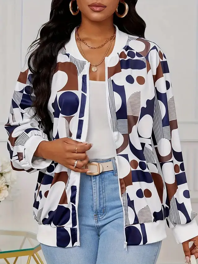 Zipper Jacket Small Thin Long sleeved Top Colorful Printing G114Z178 - Shop at LoveMi