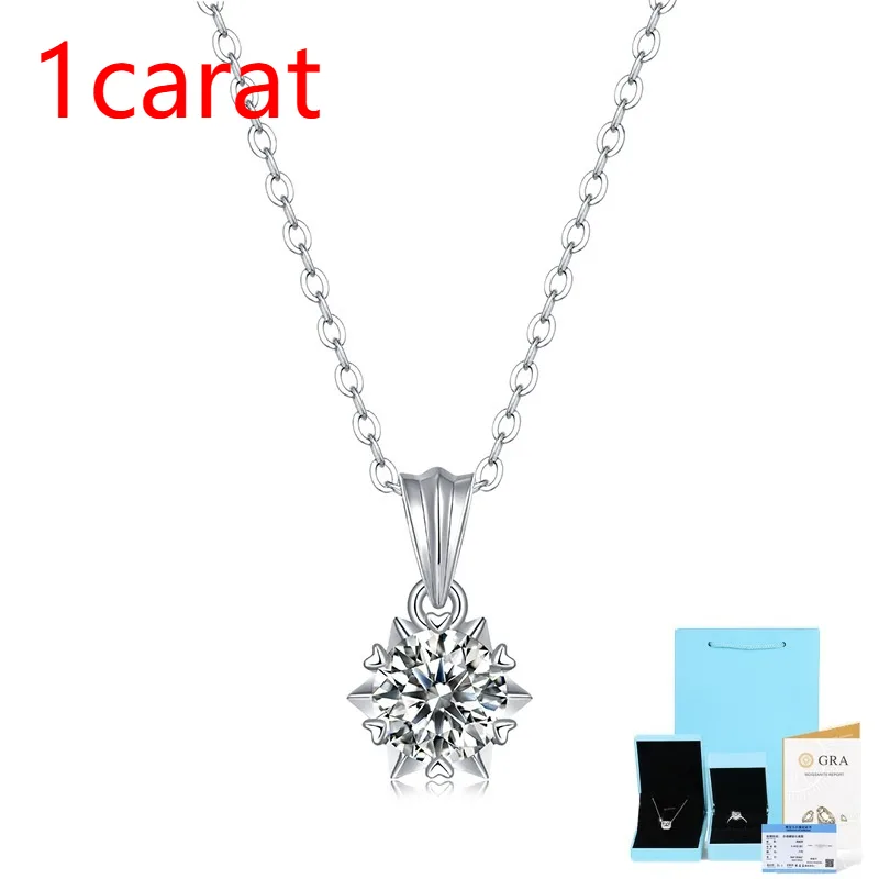 Silver Necklace Moissanite Bloom Pendant For Women 1 Karat Moissanite Gift Box - Shop at LoveMi