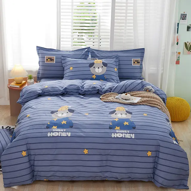 Cartoon Duvet Cover Bedding Bed Sheet Cute Quilt Cover Brown Bear - Shop at LoveMi