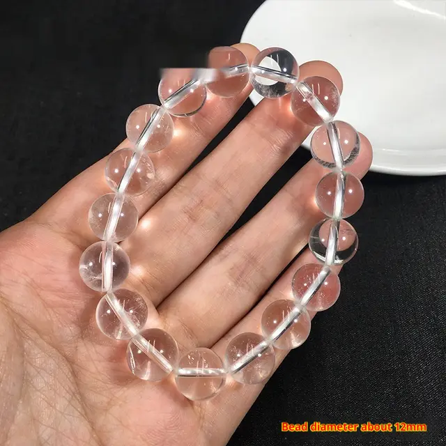 Natural White Cotton Scattered Beads Stone Transparent Crystal Bracelet 12Mm - Shop at LoveMi