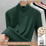 Undershirt Women's Inner Western Style Small Shirt Double-sided With Velvet - Emerald Green