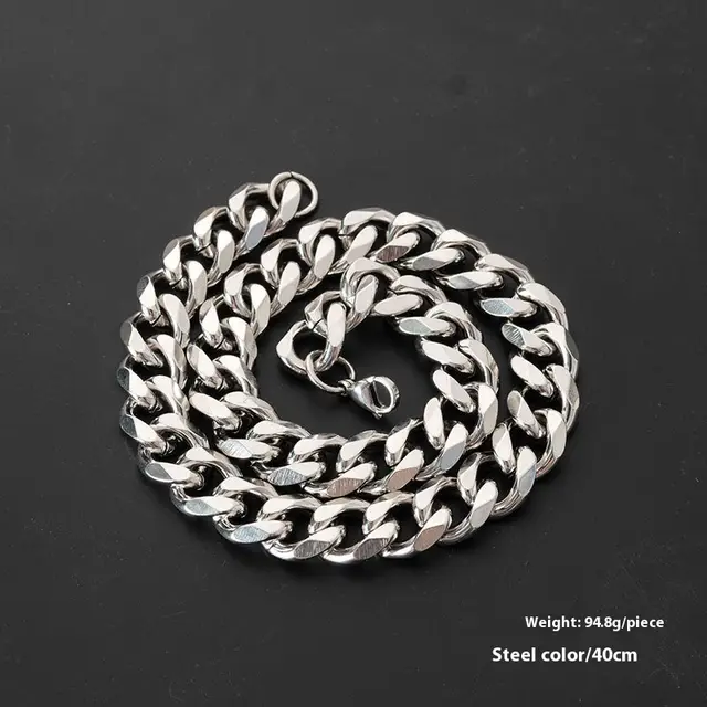 Stainless Steel Single Woven Single Buckle Double sided Grinding Necklace Steel Color 40Cm - Shop at LoveMi