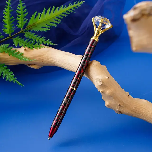 Leopard Diamond Ballpoint Pen Metal Red Leopard Print - Shop at LoveMi