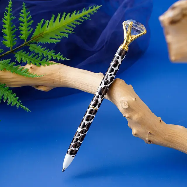 Leopard Diamond Ballpoint Pen Metal White Leopard Print - Shop at LoveMi