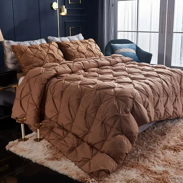 Twisted Duvet Cotton Goose Down Duvet Insert Thick Warm Autumn And Winter Twisted Flower Brown - Shop at LoveMi