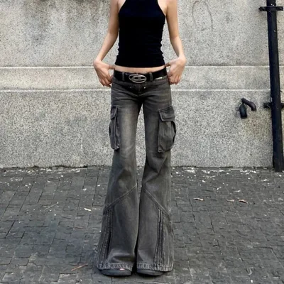 Design Sense Heavy Industry Three dimensional Low Waist Micro pull Overalls Picture Color Xs - Shop at LoveMi