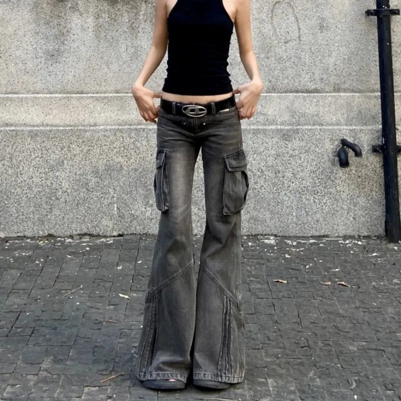 Design Sense Heavy Industry Three dimensional Low Waist Micro pull Overalls - Shop at LoveMi
