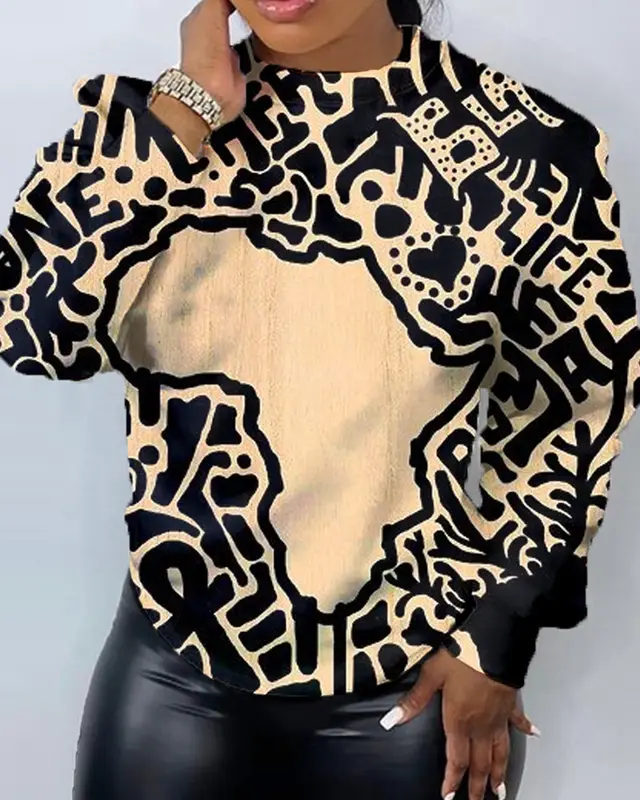 Letter Print Sweatshirt Women 3T29 Yellow And Black - Shop at LoveMi